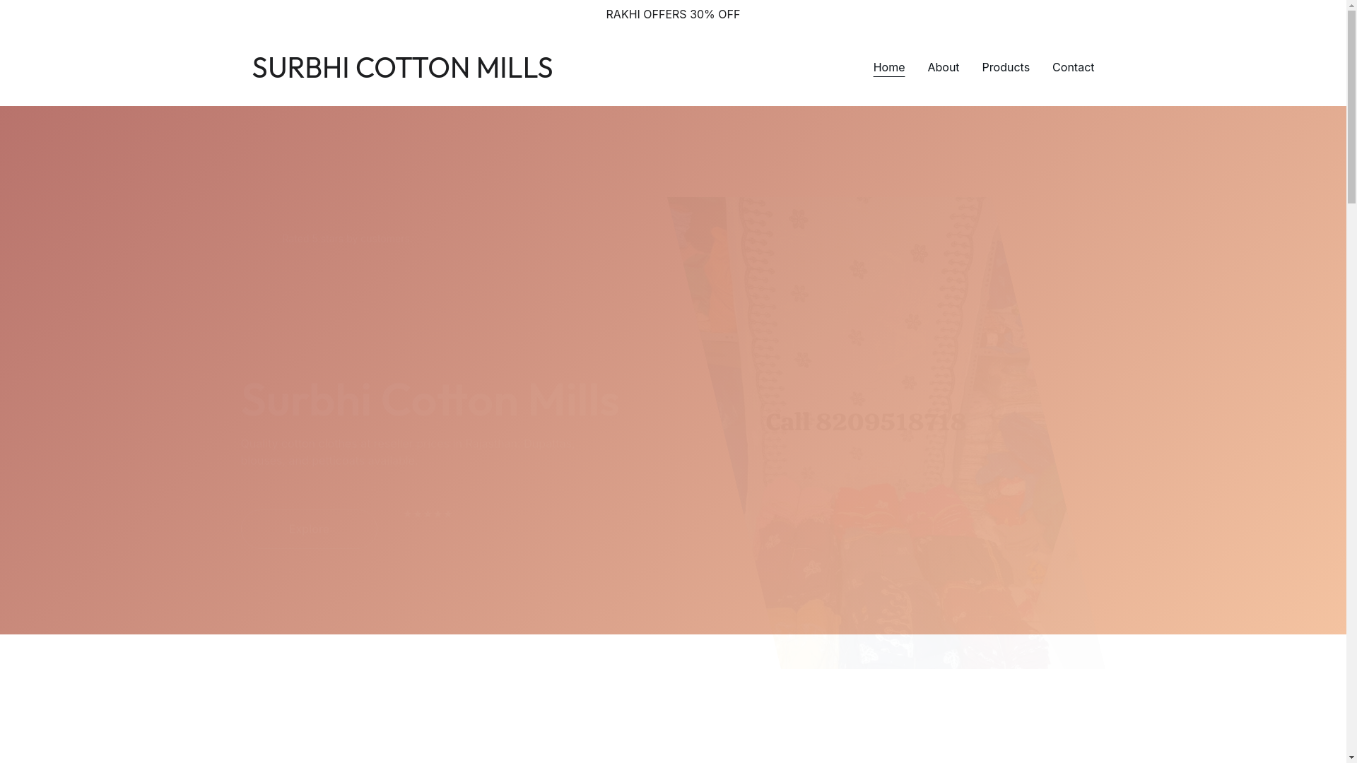 website screenshot of https://surbhicottonmills.shop/