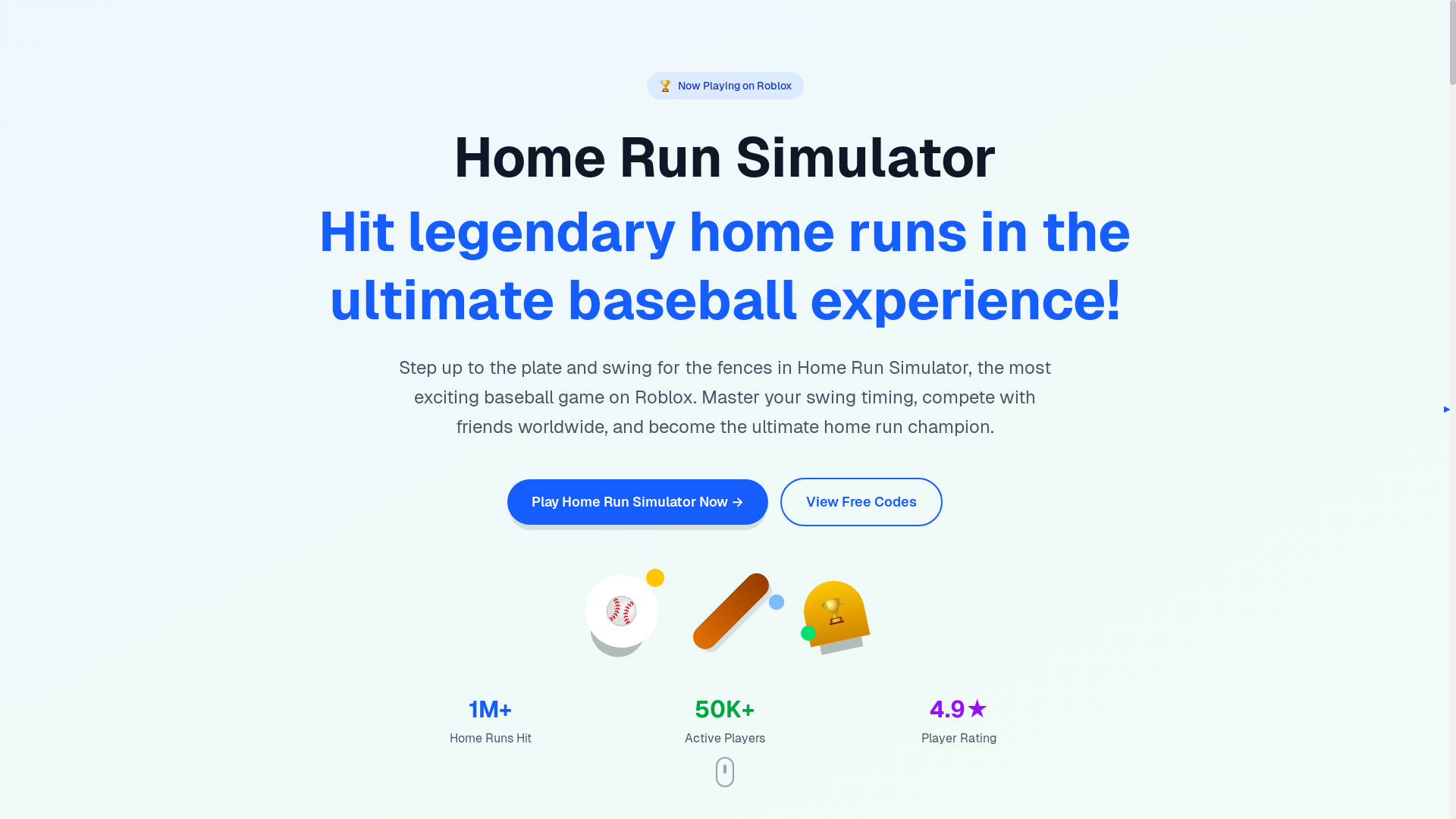 website screenshot of https://homerunsimulator.com/