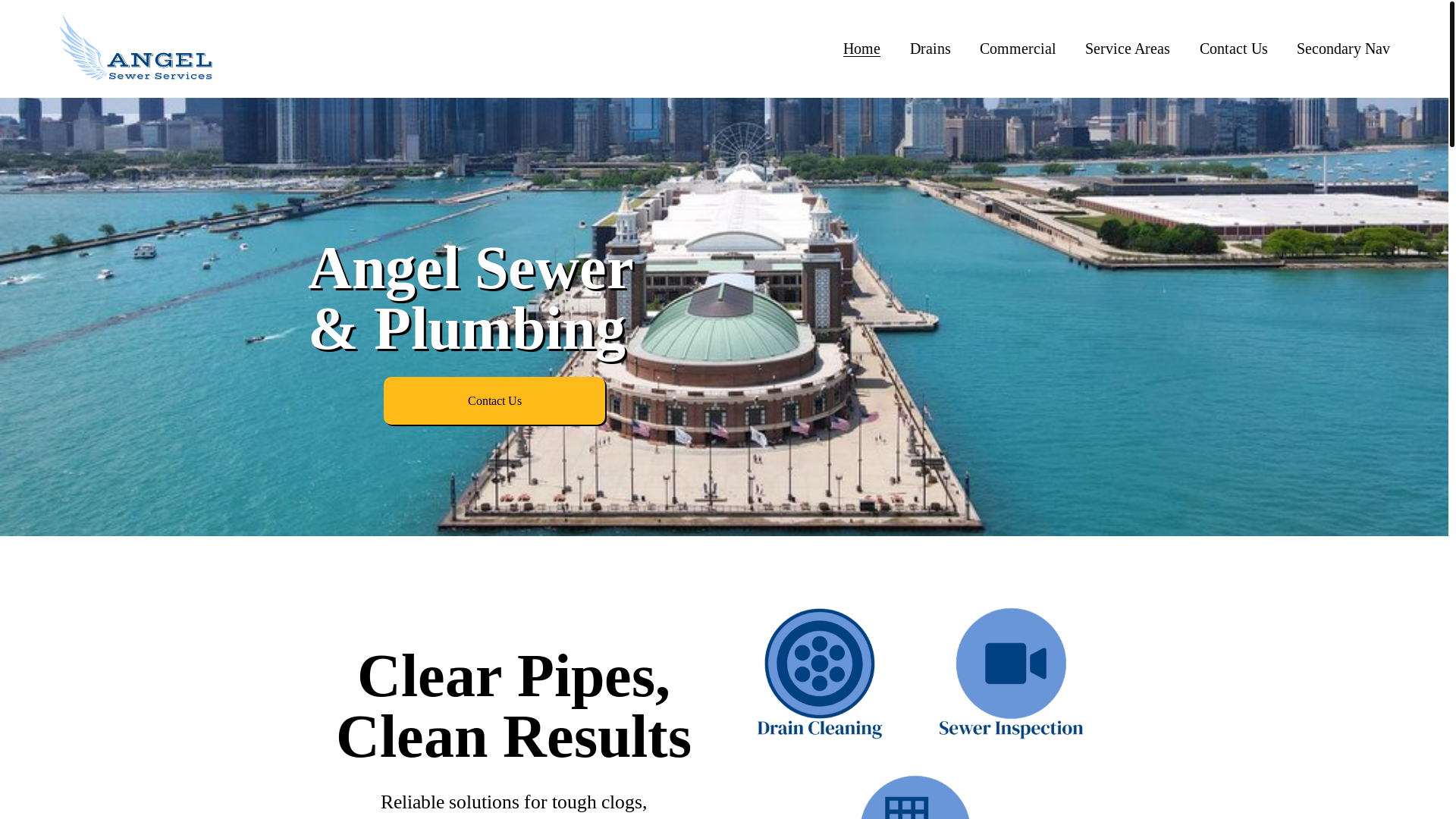 website screenshot of https://angelsewerandplumbing.com/