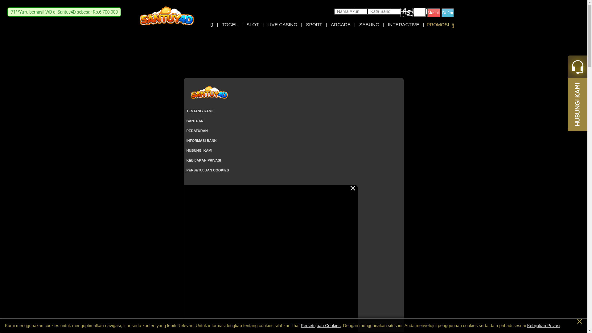 website screenshot of https://santuy4d3.xyz/
