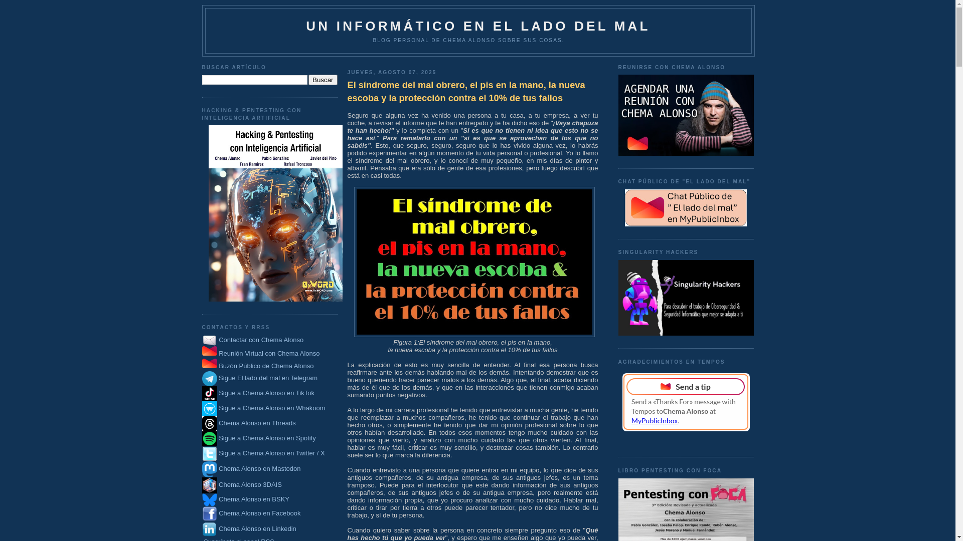 website screenshot of https://www.elladodelmal.com/