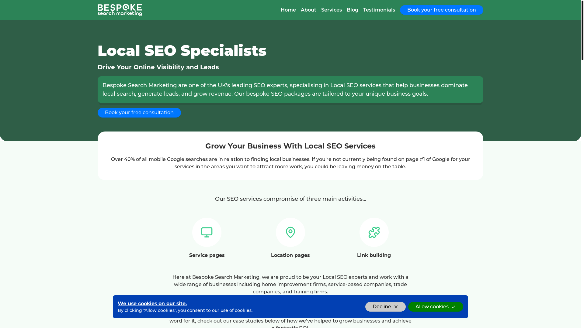 website screenshot of https://clickbsm.com/
