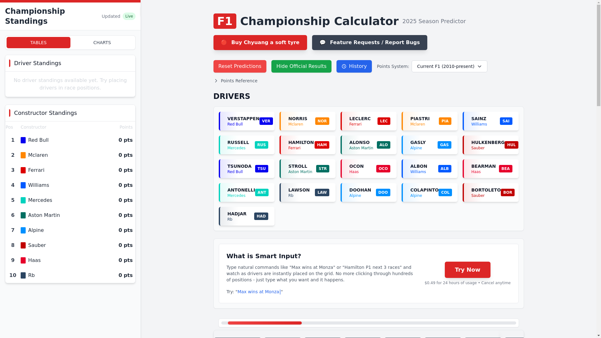 website screenshot of https://f1-points-calculator.pages.dev/