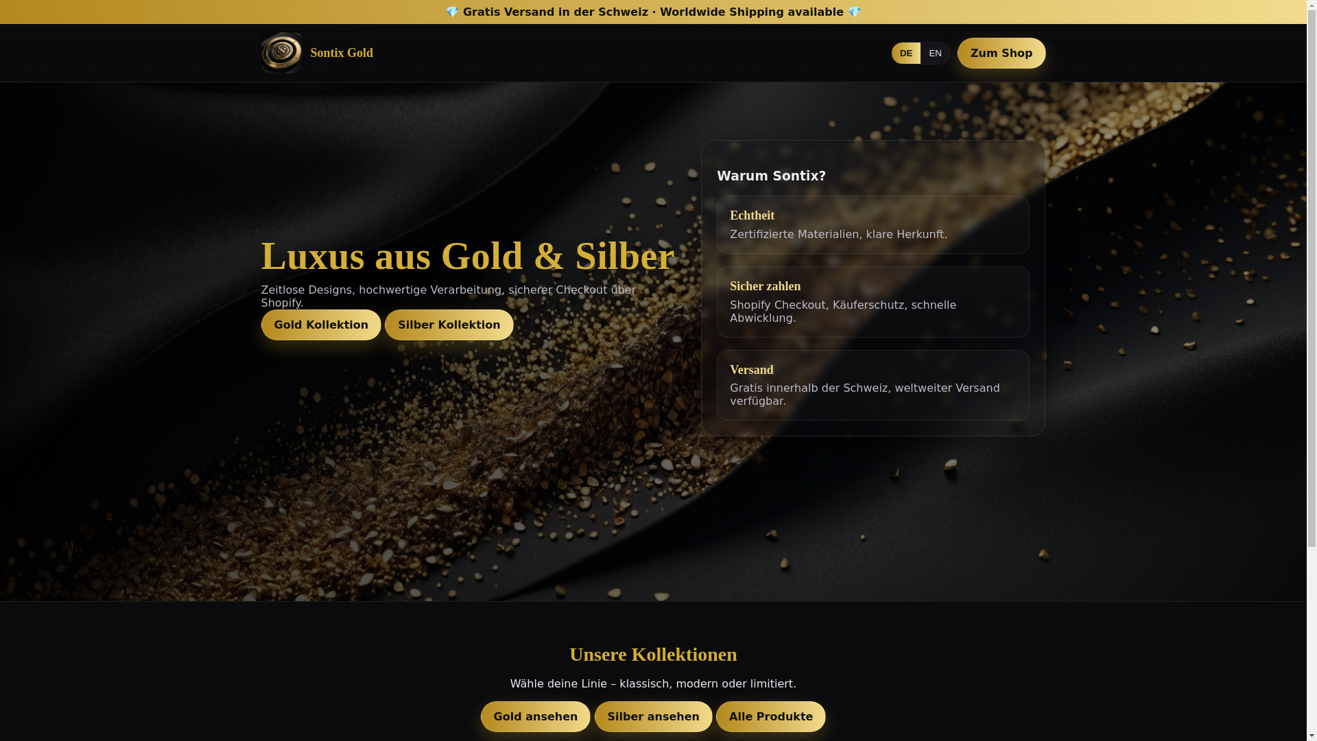 website screenshot of https://sontixgold.com/