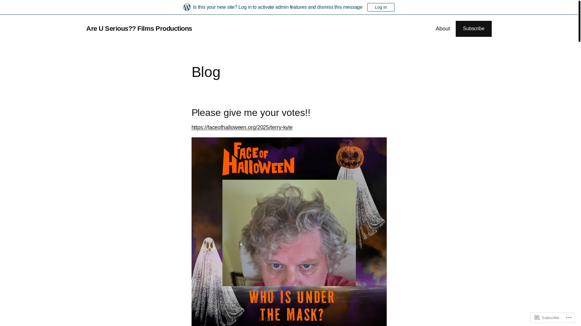 website screenshot of https://areuseriousfilms.blog/