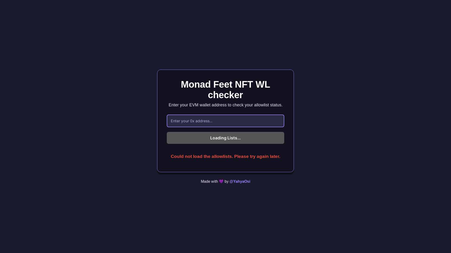 website screenshot of https://monadfeet-checker.pages.dev/