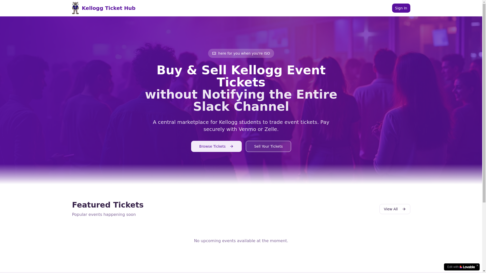 website screenshot of https://kelloggtickethub.com/