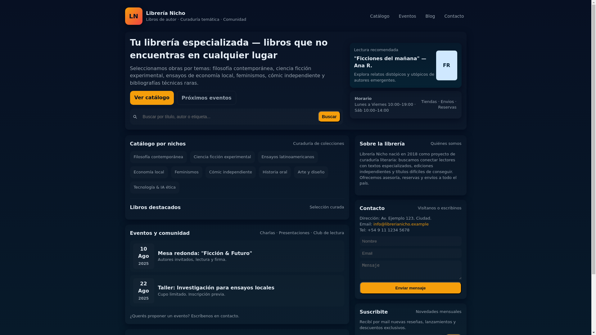 website screenshot of https://librerianicho.click/