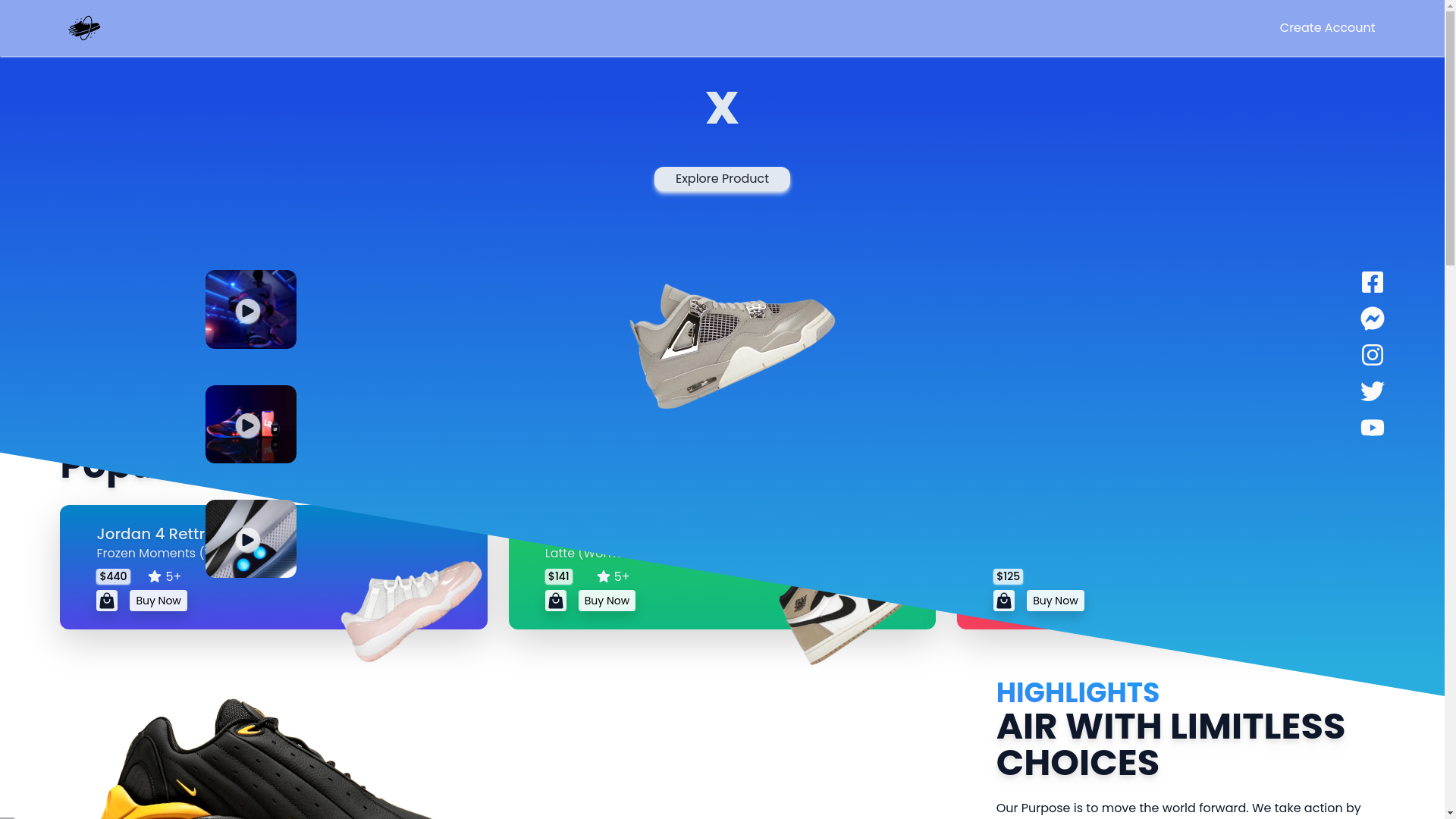 website screenshot of https://kickblasts.store/