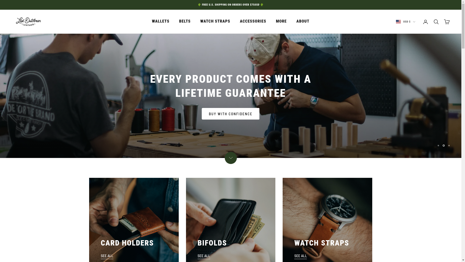 website screenshot of https://lostdutchmanleather.org/