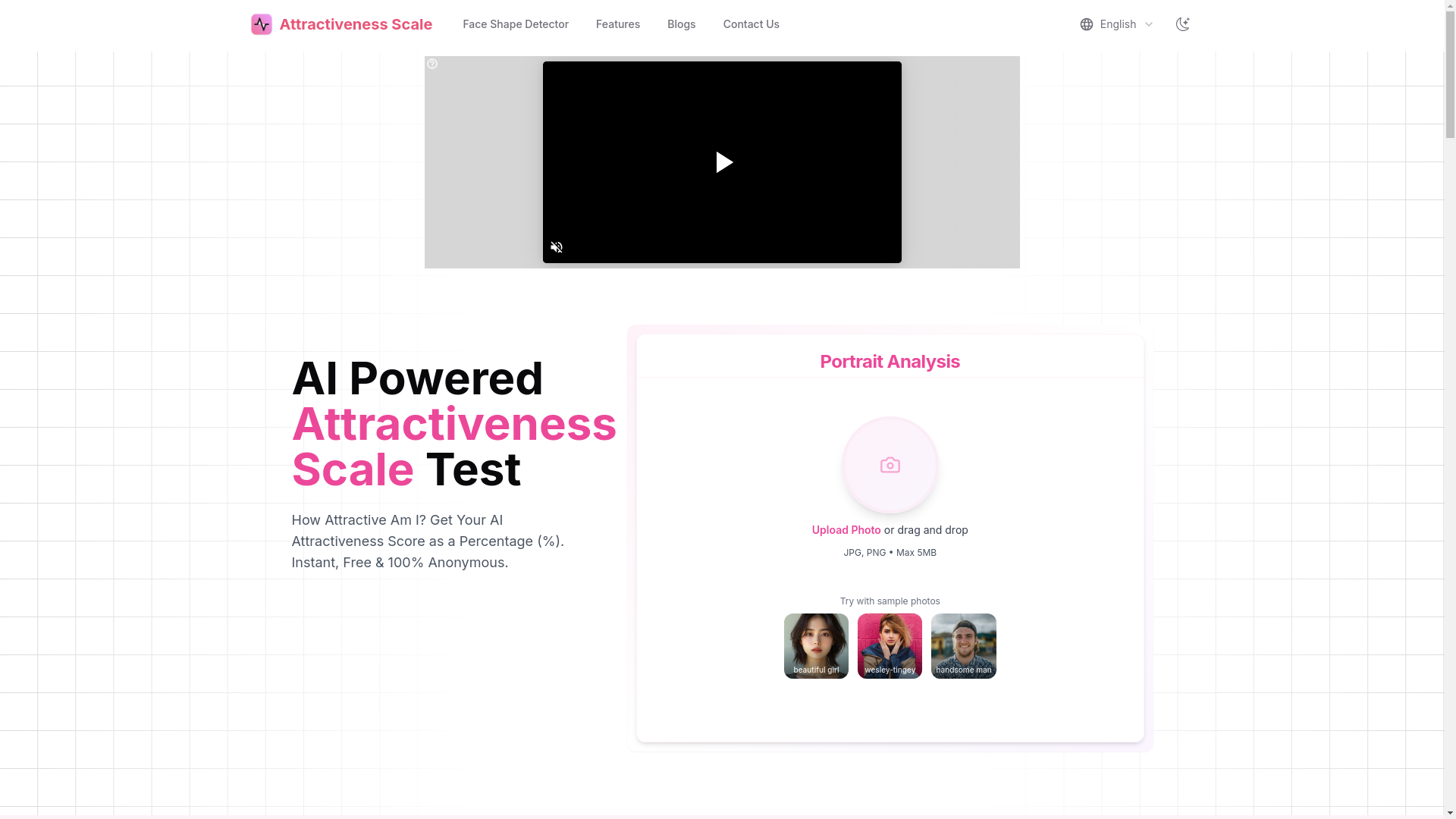 website screenshot of https://attractivenessscale.com/