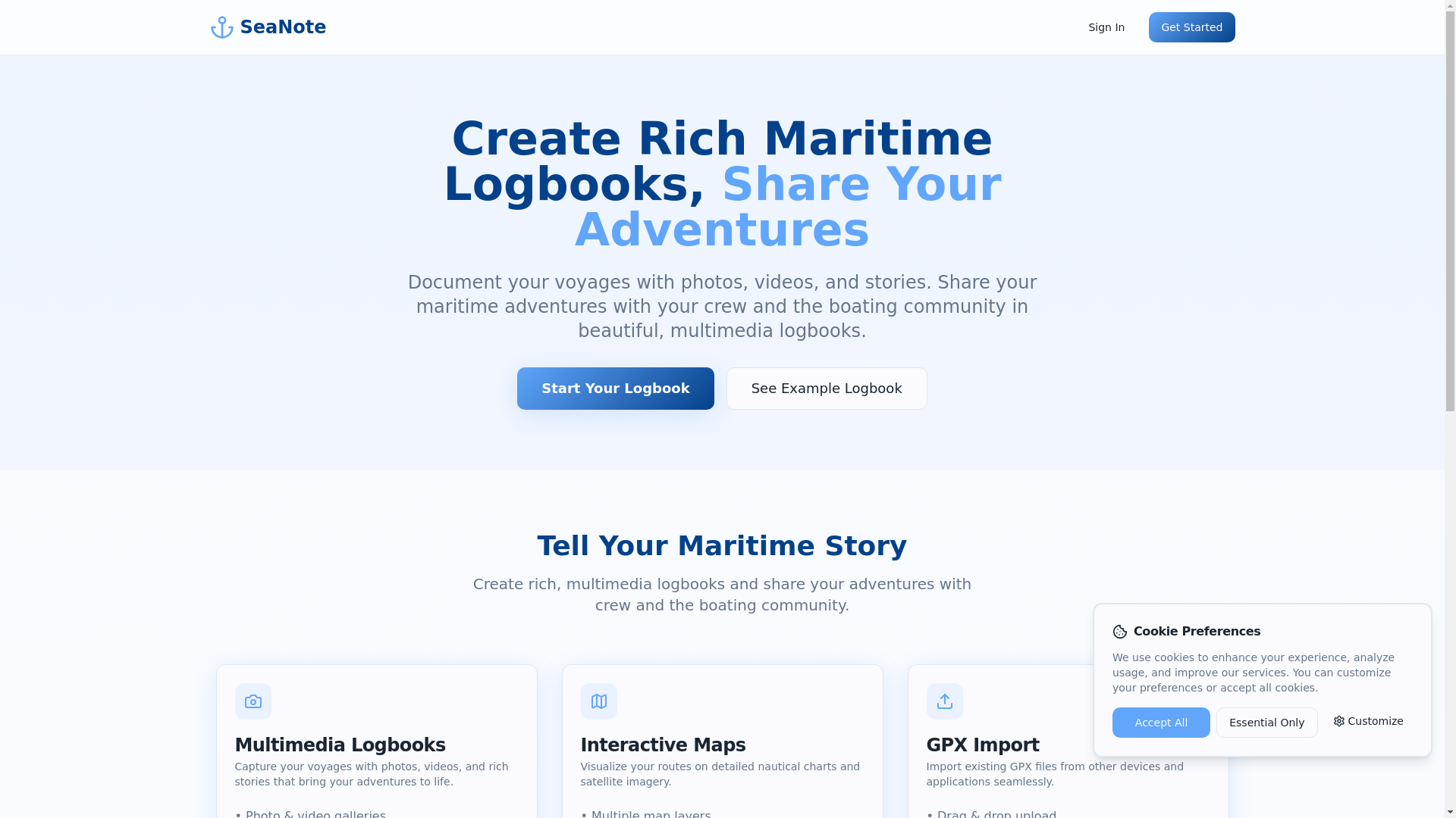 website screenshot of https://seanote.xyz/