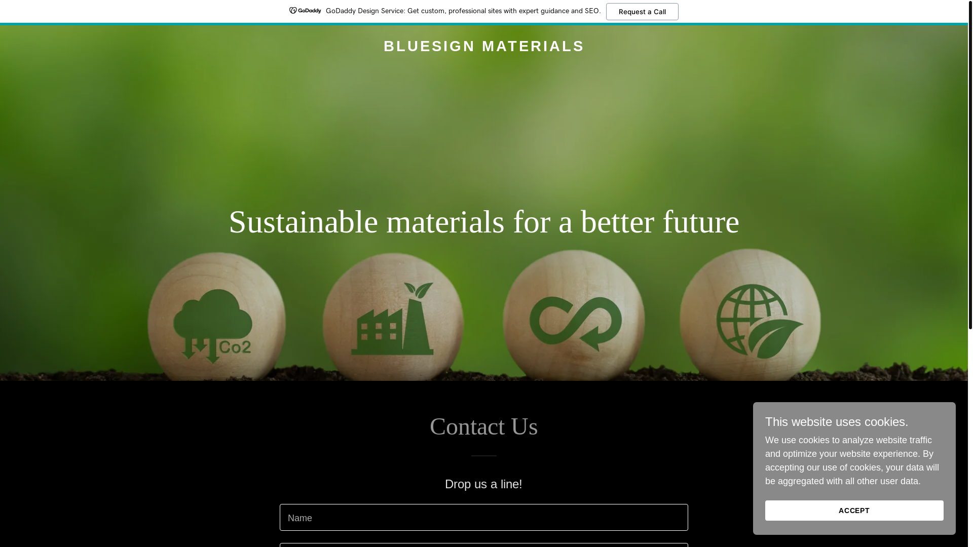 website screenshot of https://bluesignmaterials.com/