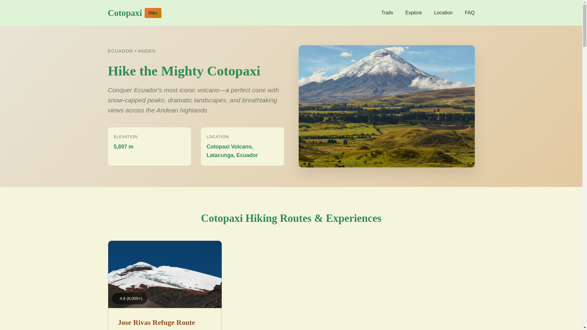 website screenshot of https://cotopaxihike.pages.dev/