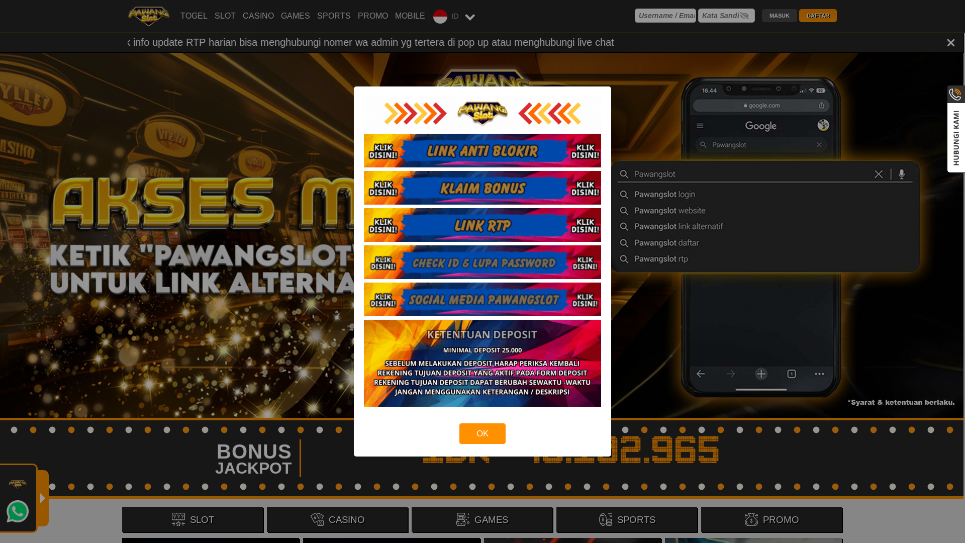 website screenshot of https://pawangslotsrc.work/