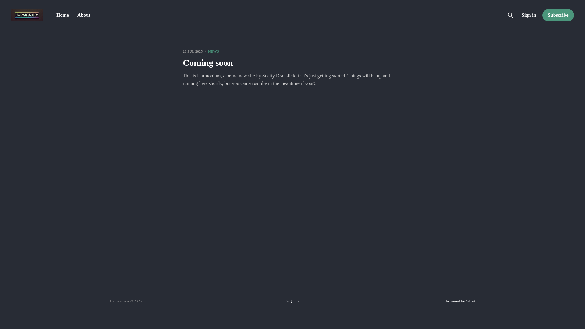 website screenshot of https://harmonium.house/