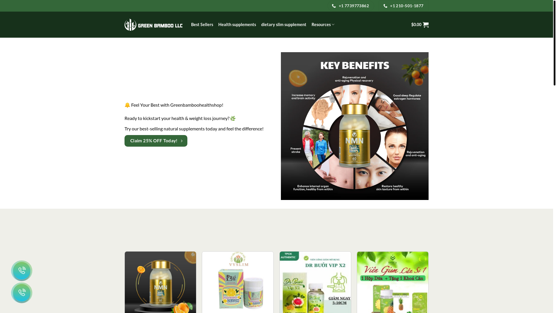 website screenshot of https://greenbamboohealthshop.com/