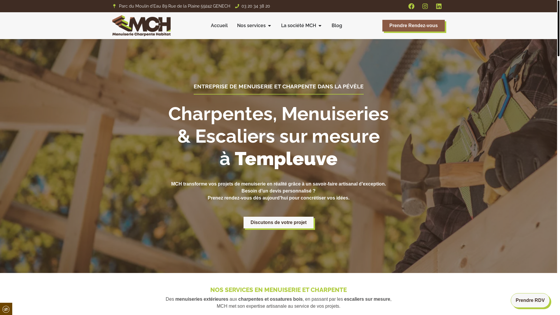 website screenshot of https://mch-menuiserie-charpente.fr/