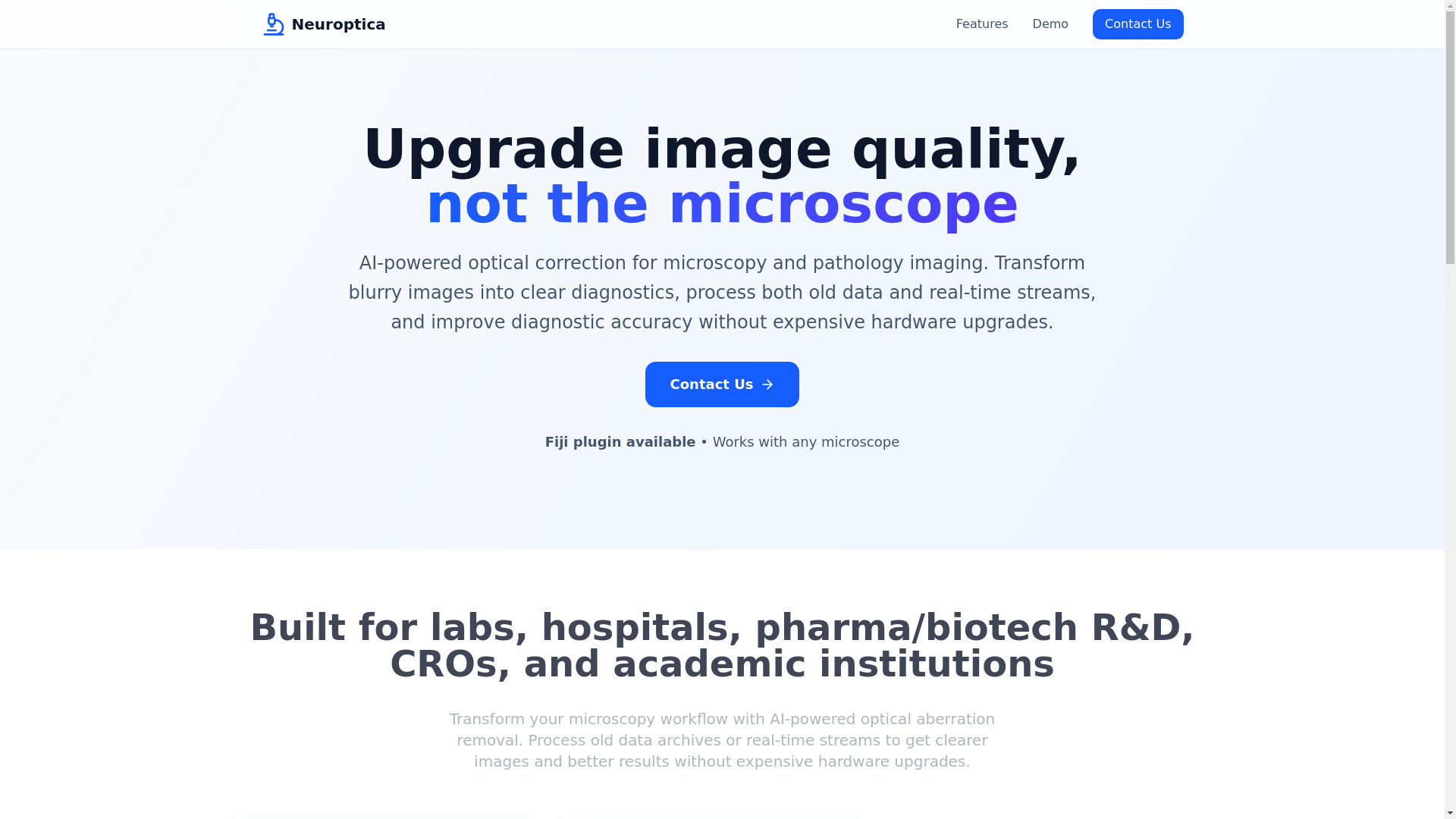 website screenshot of https://neuroptica.ai/