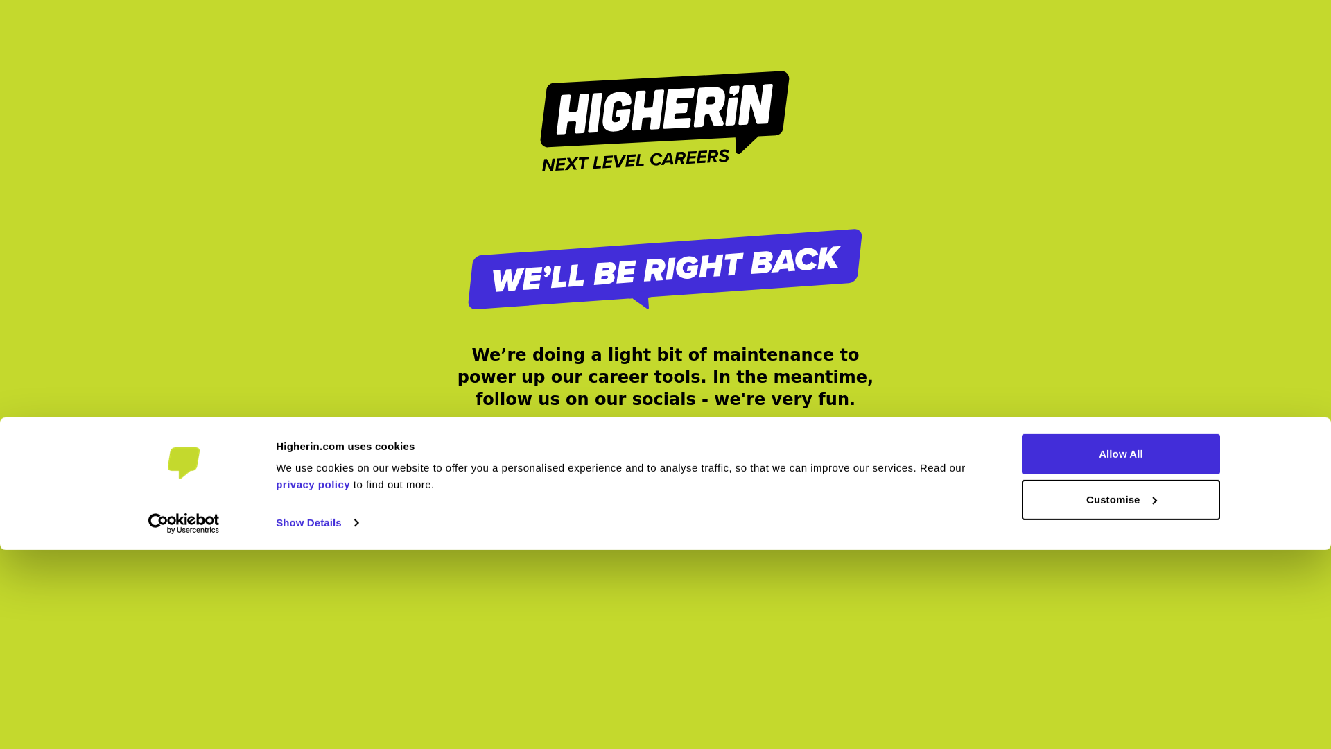 website screenshot of https://higherin.uk/