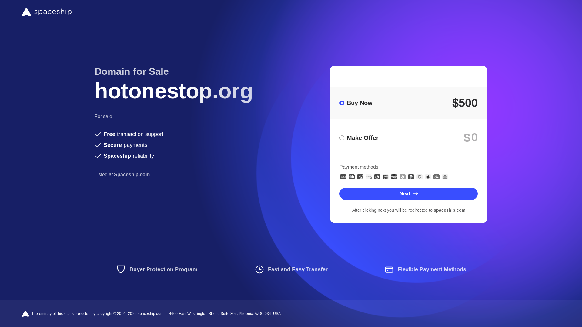 website screenshot of https://hotonestop.org/