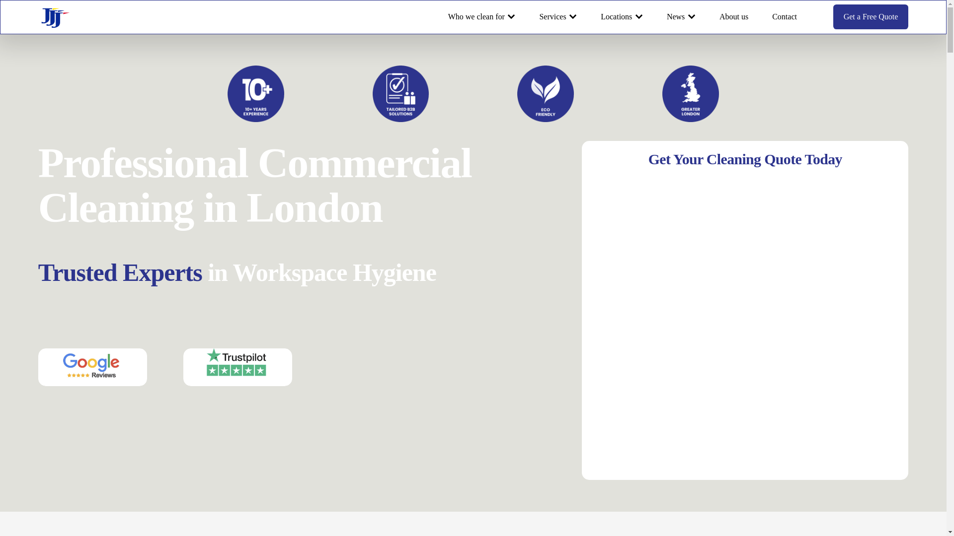 website screenshot of https://jjjcommercialcleaning.co.uk/