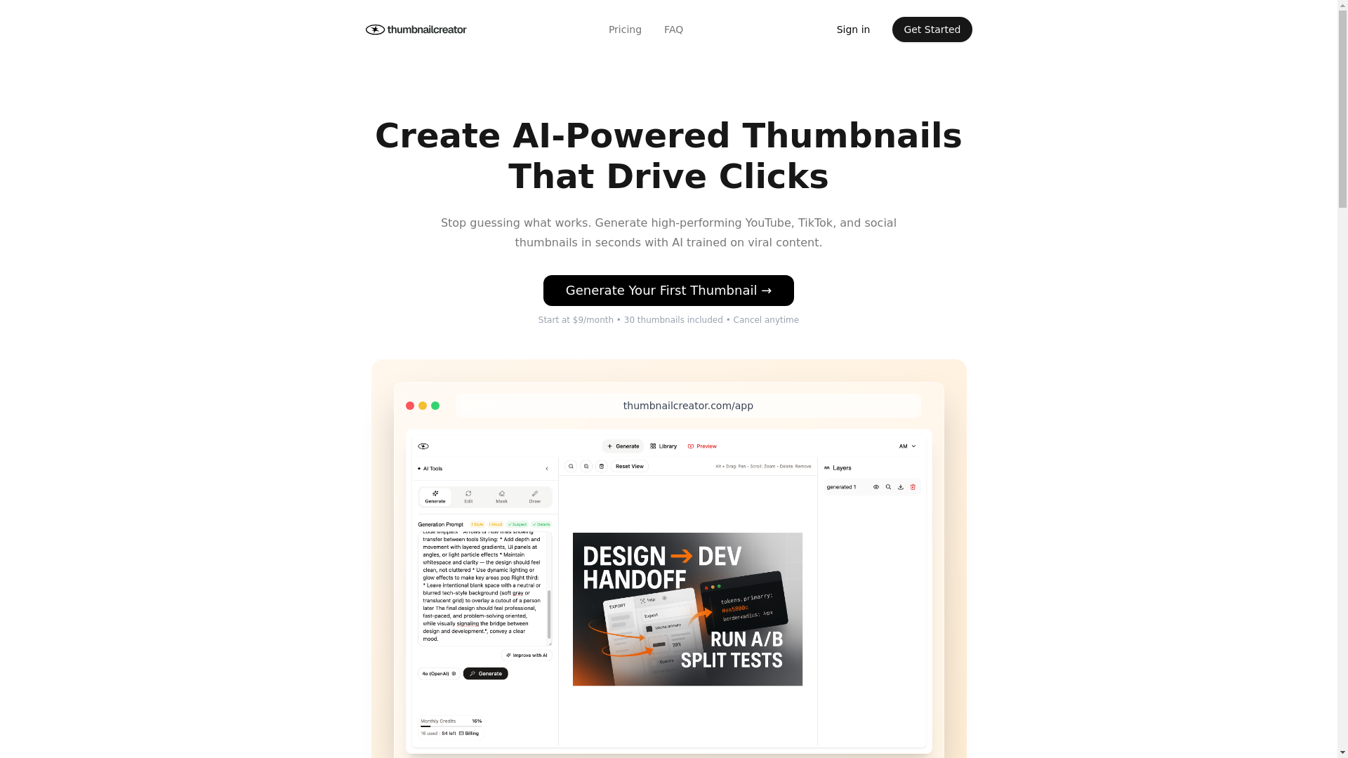website screenshot of https://thumbnail-creator.pages.dev/