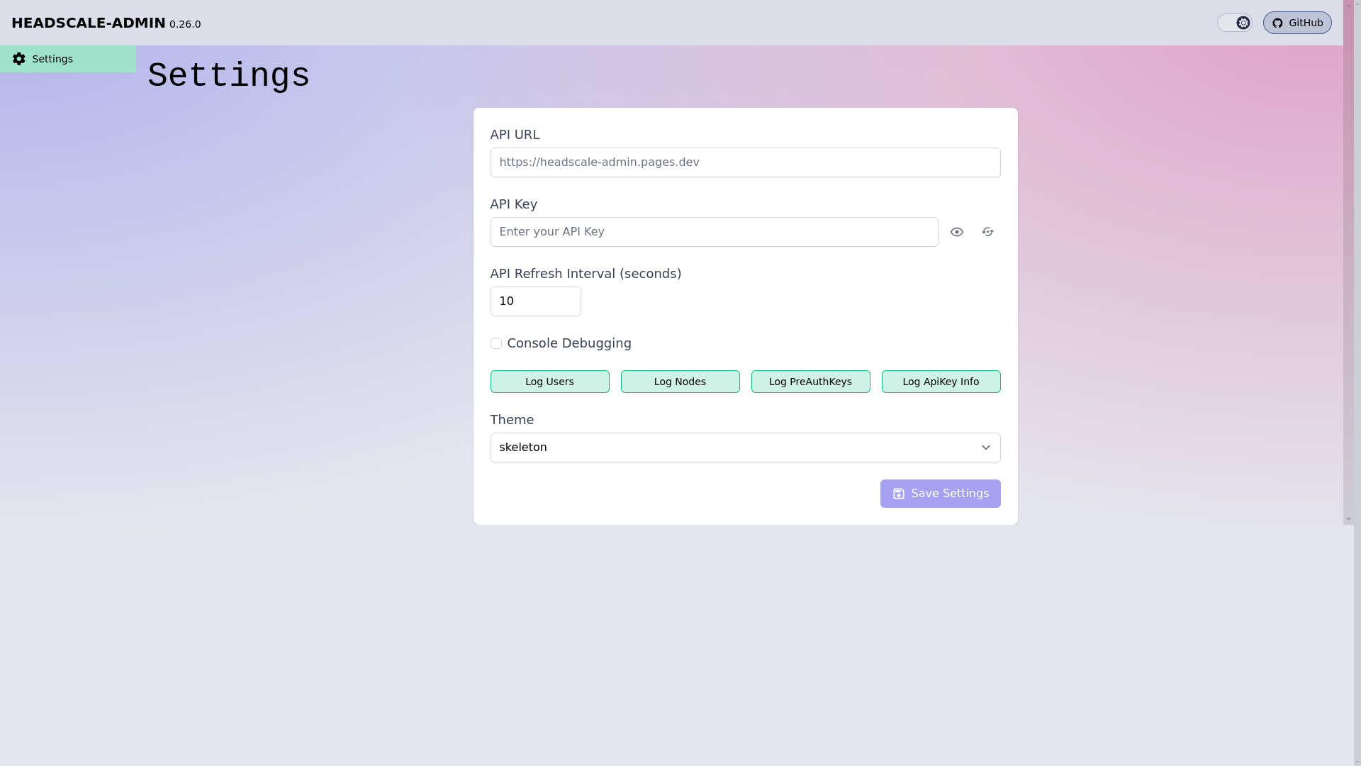 website screenshot of https://headscale-admin.pages.dev/