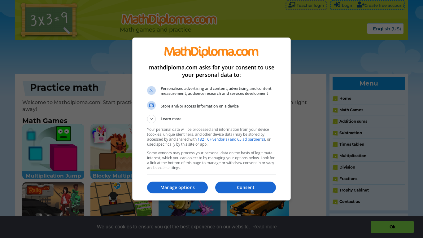 website screenshot of https://mathdiploma.com/