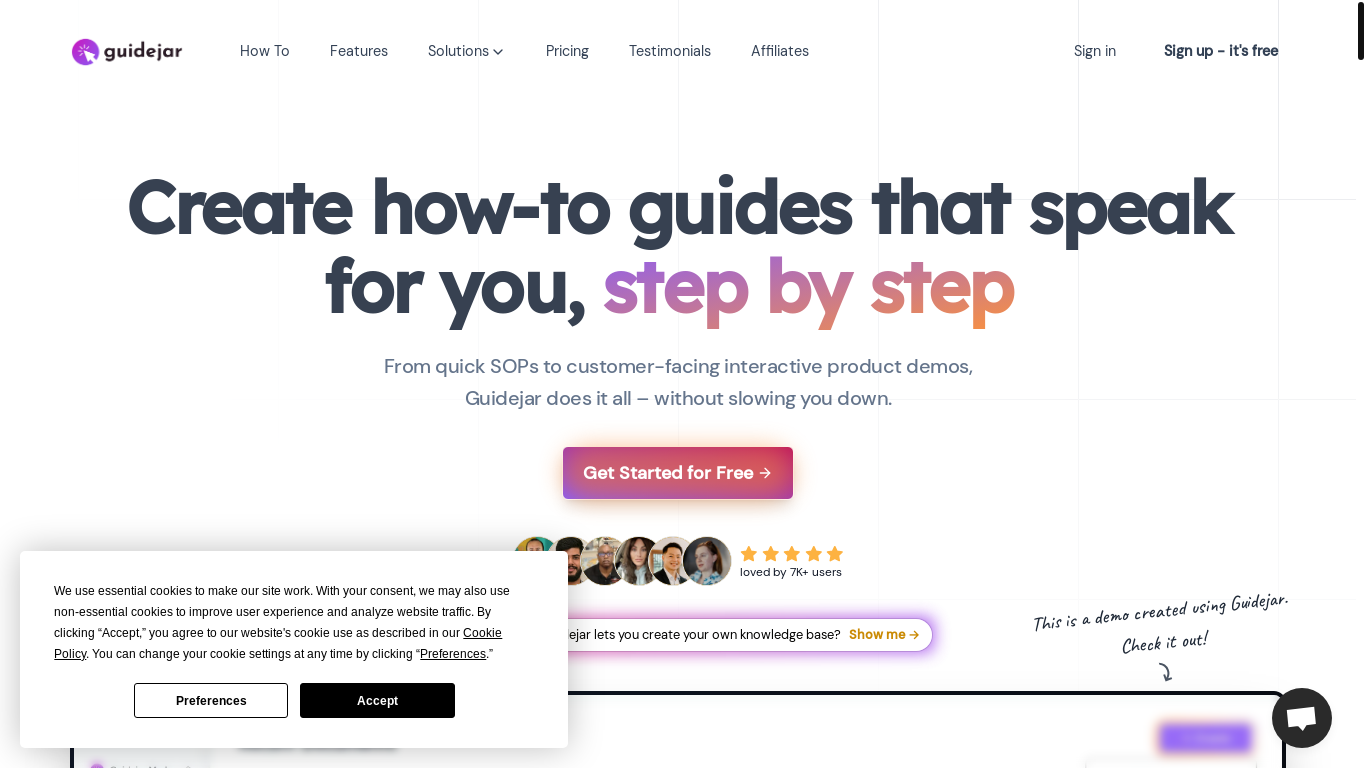 website screenshot of https://guidejar.com/
