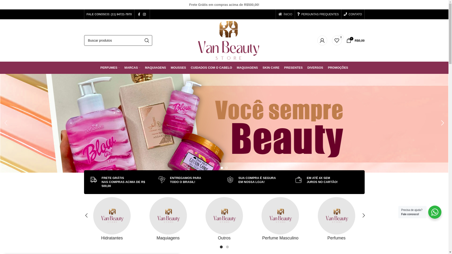 website screenshot of https://vannbeautystore.com.br/