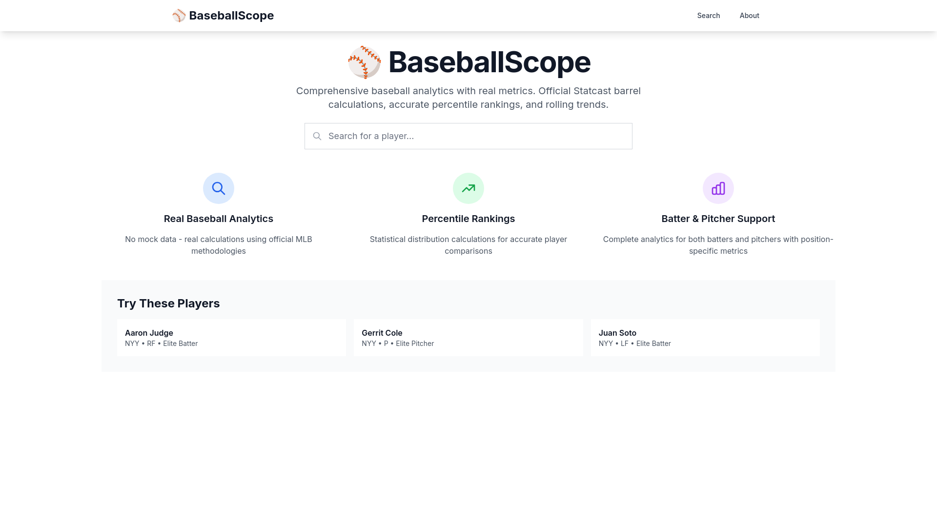 website screenshot of https://baseballscope.com/