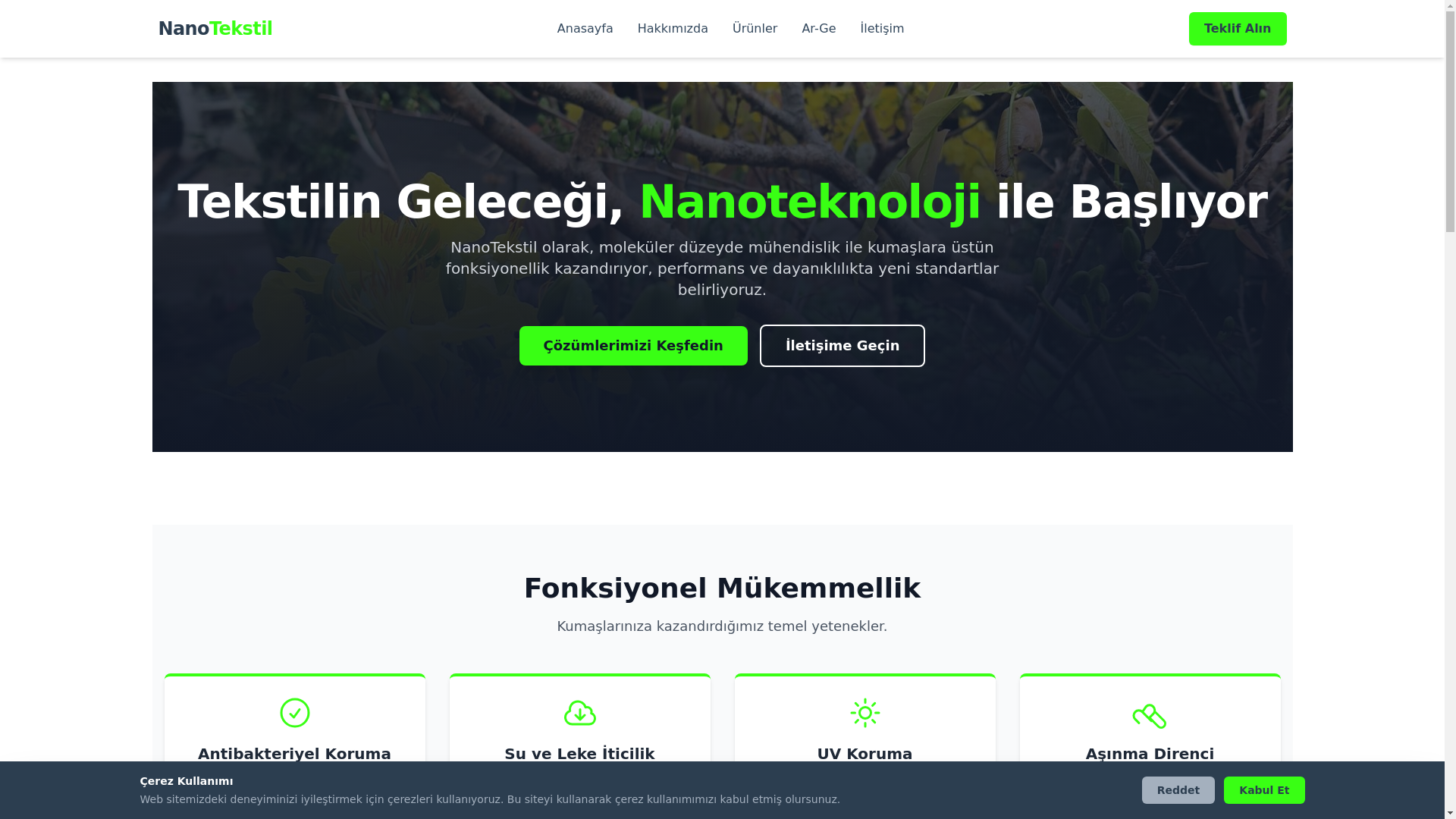 website screenshot of https://nanotekstil.pro/