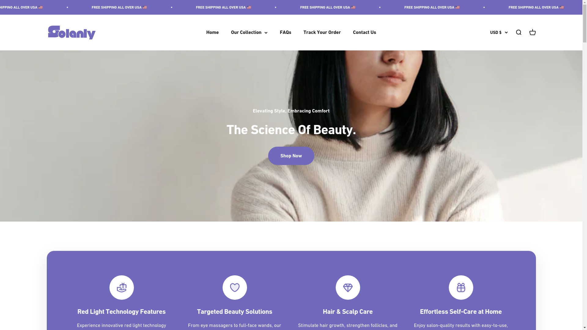 website screenshot of https://solanly.shop/