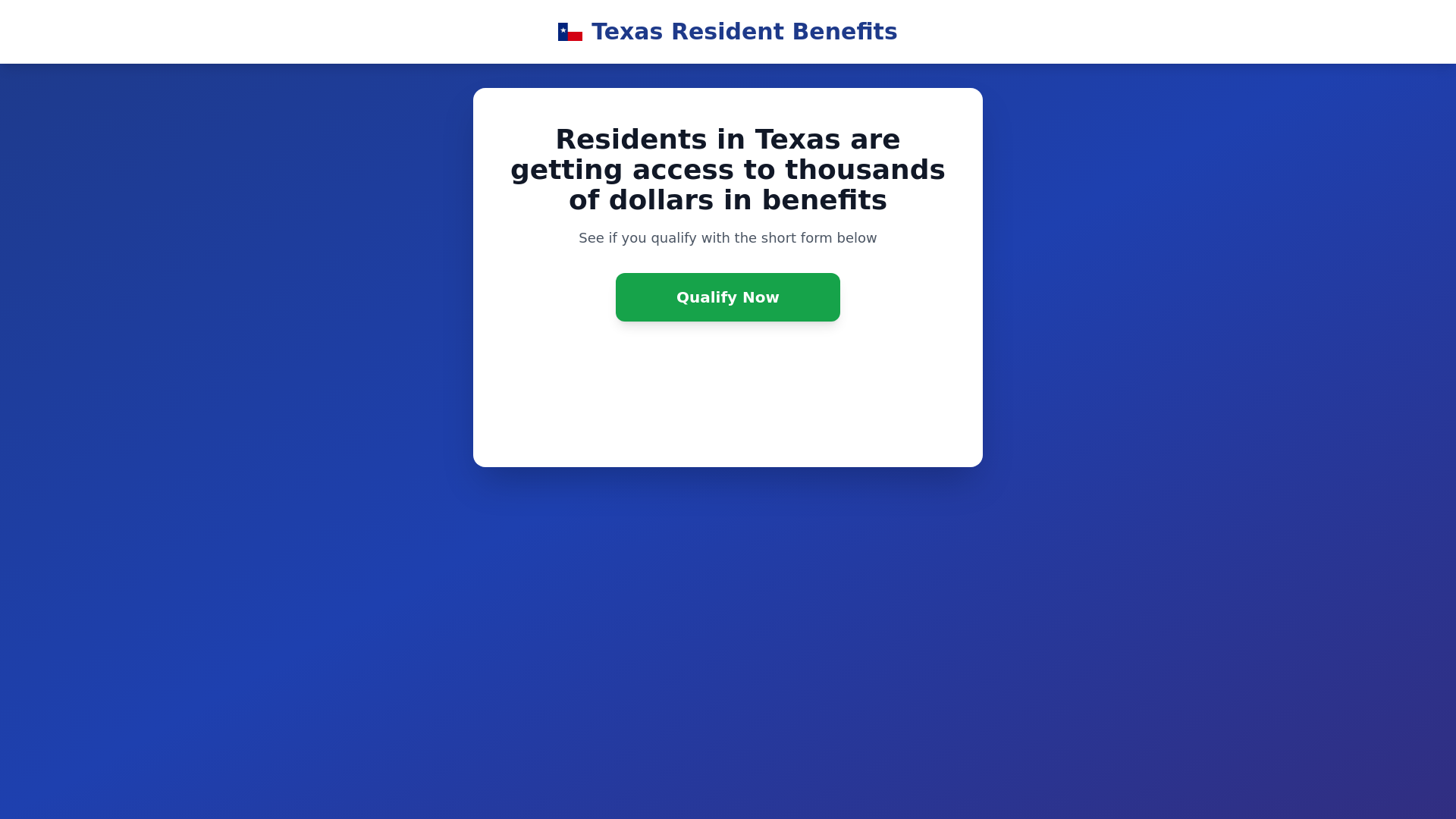 website screenshot of https://texasbenefitshub.com/