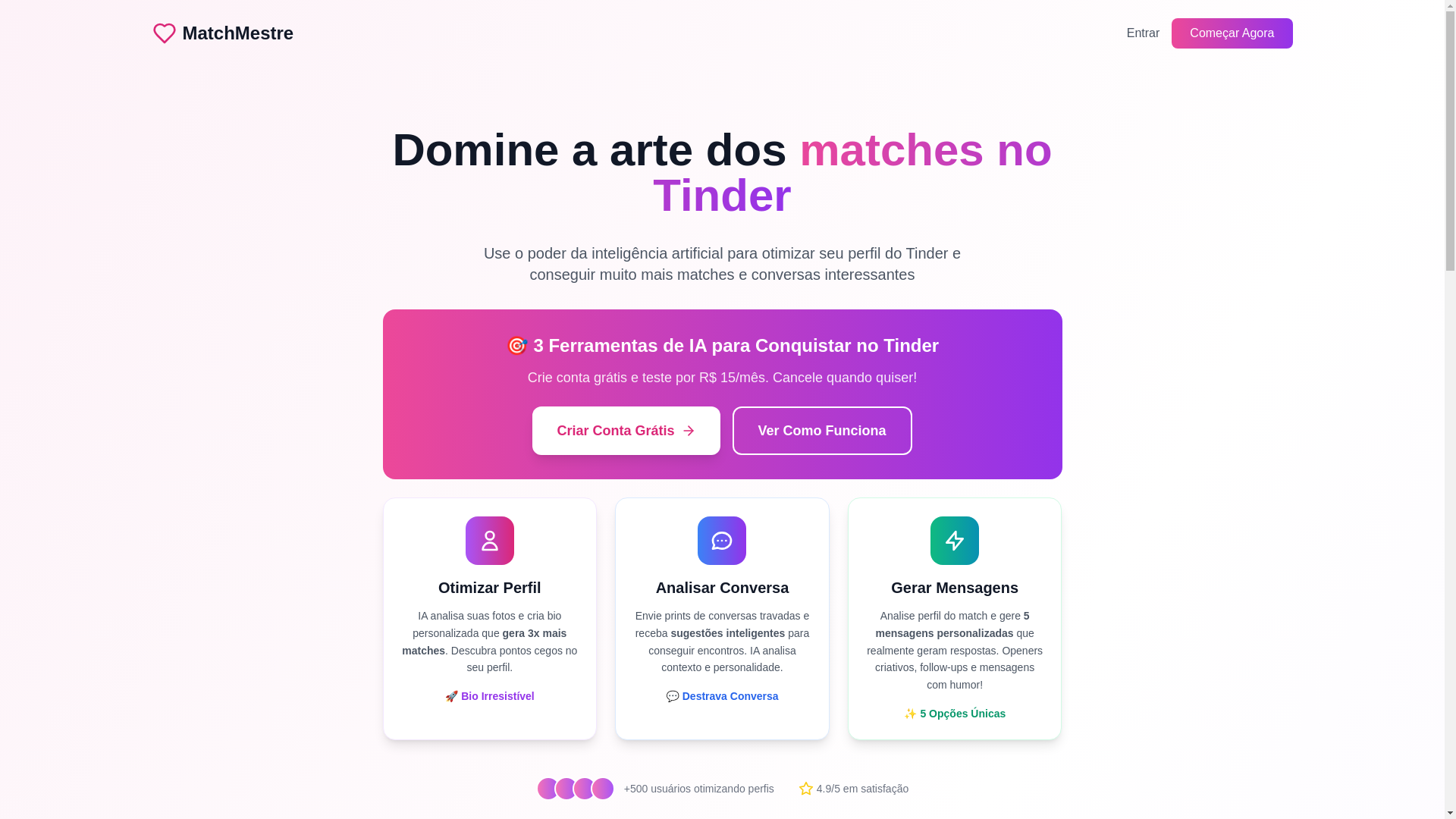 website screenshot of https://matchmestre.com.br/