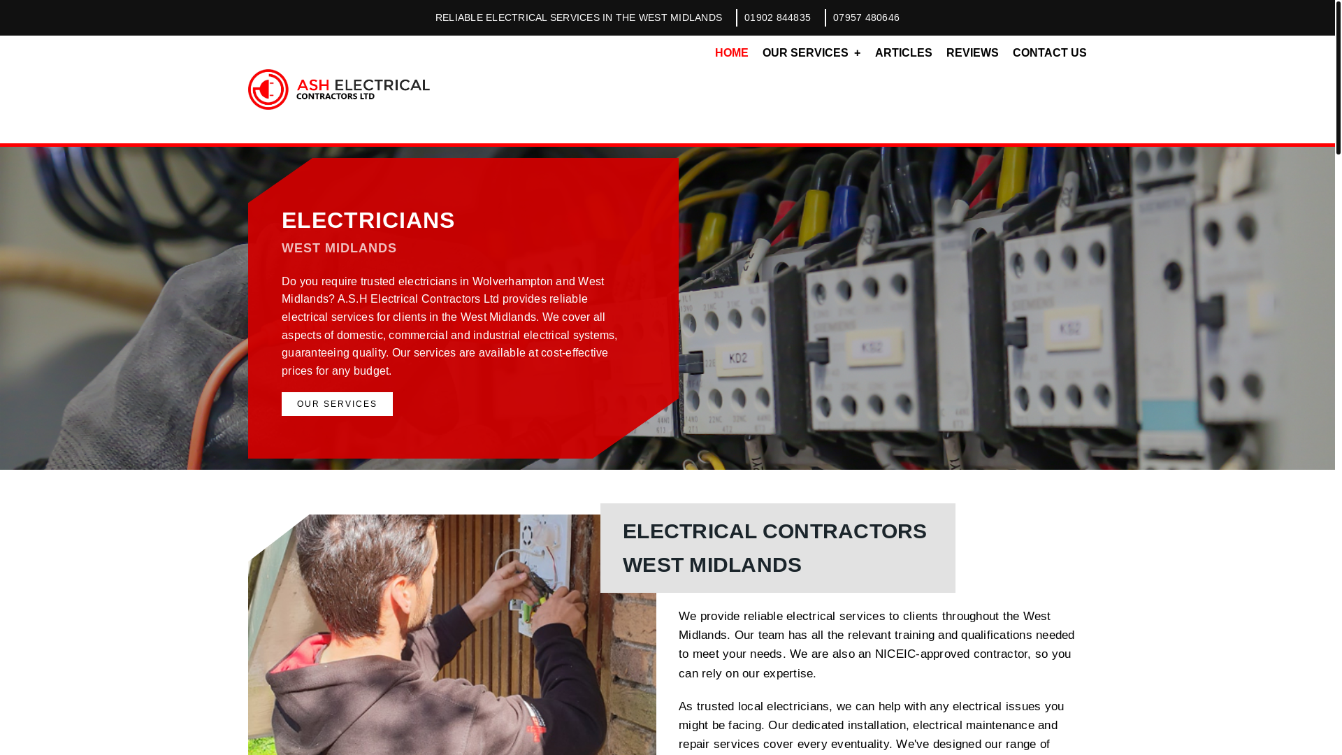 website screenshot of https://ashelectricalcontractors.com/
