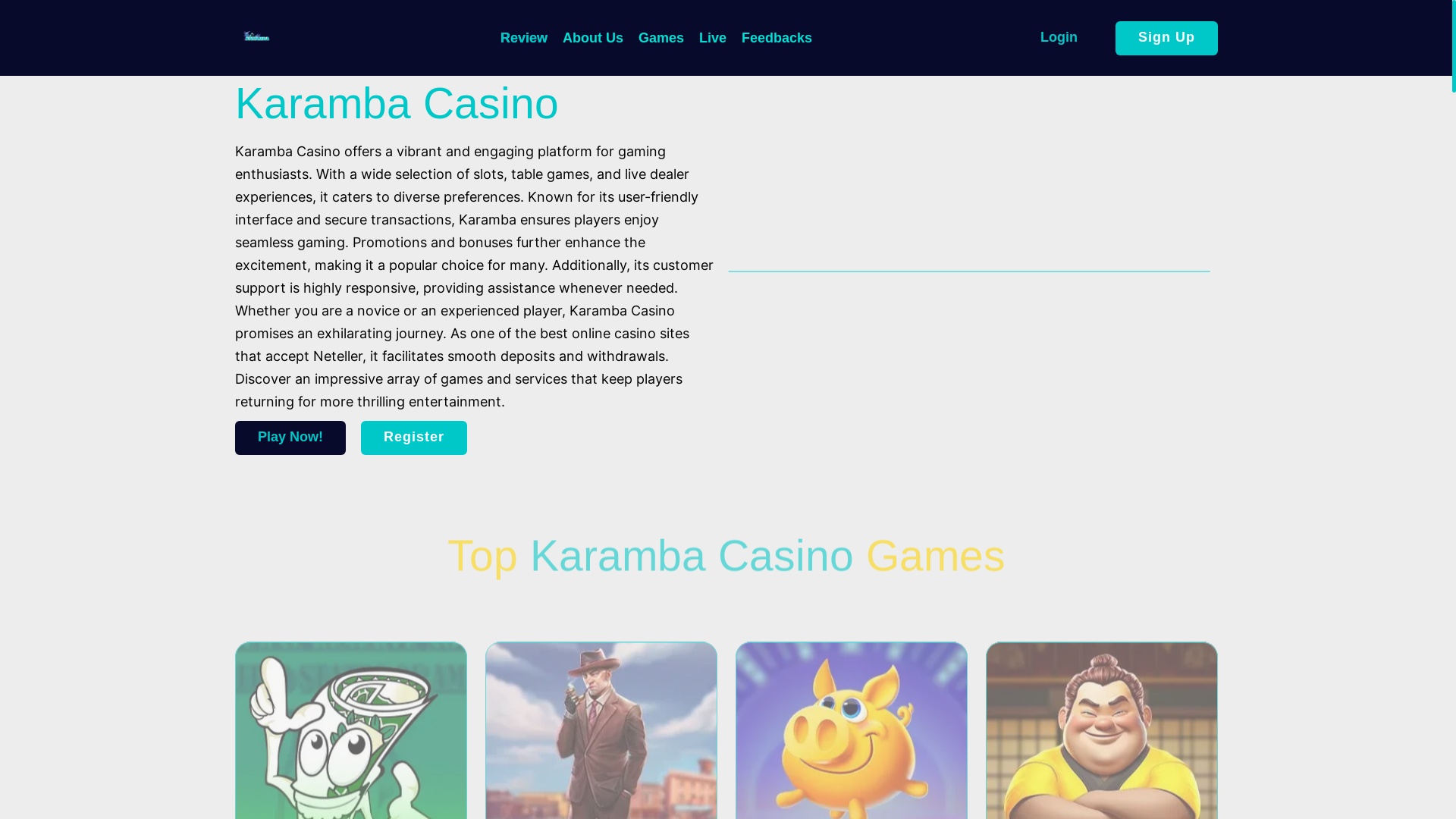 website screenshot of https://karamba-casino-online.co.uk/