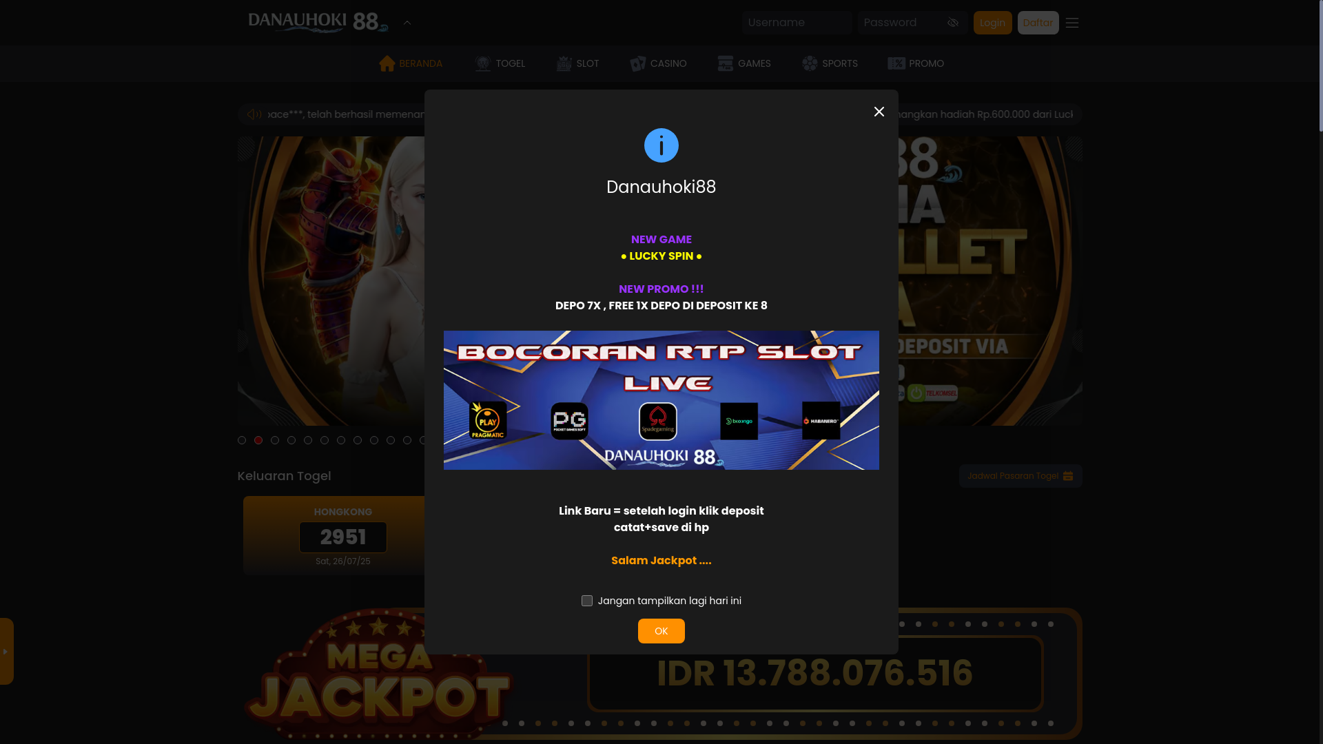website screenshot of https://danauhoki36.click/