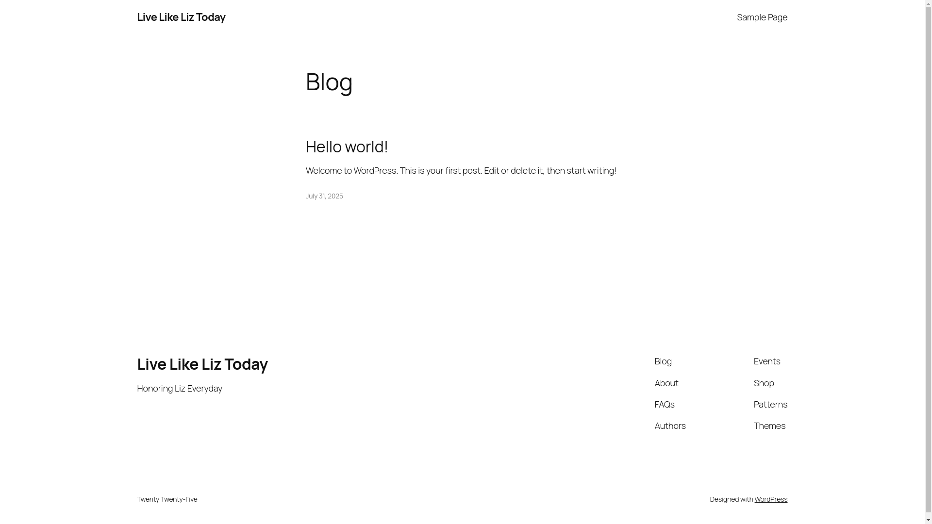 website screenshot of https://livelikeliztoday.com/
