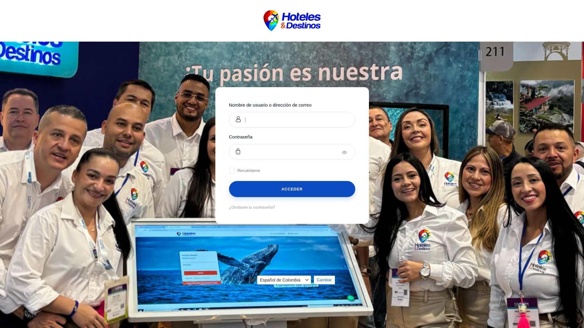 website screenshot of https://intranethotelesydestinos.com/