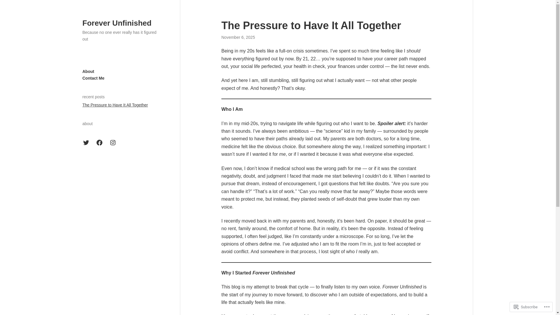 website screenshot of https://foreverunfinished.blog/