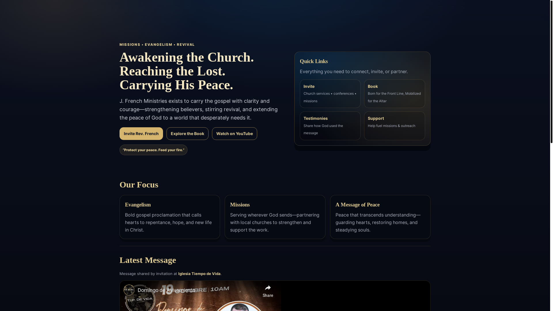 website screenshot of https://jfrenchministries.com/