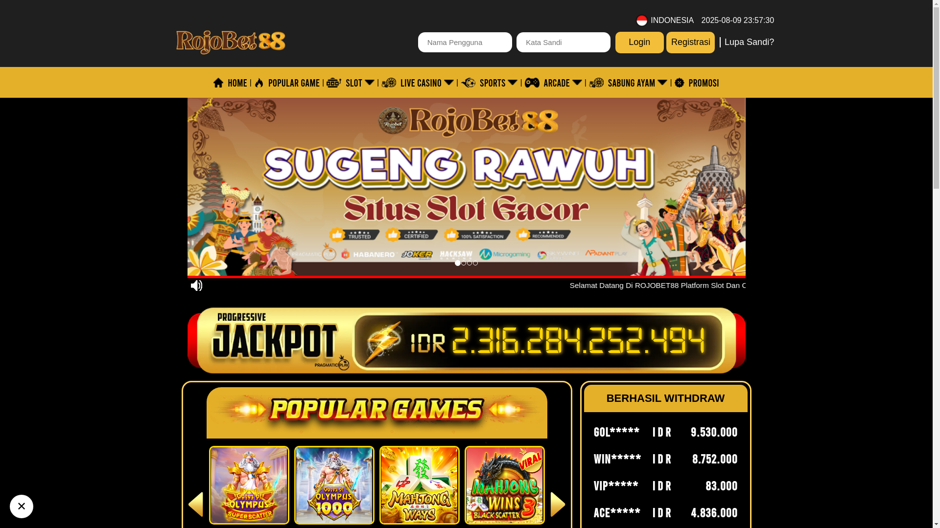 website screenshot of https://rojobet88bisa.site/