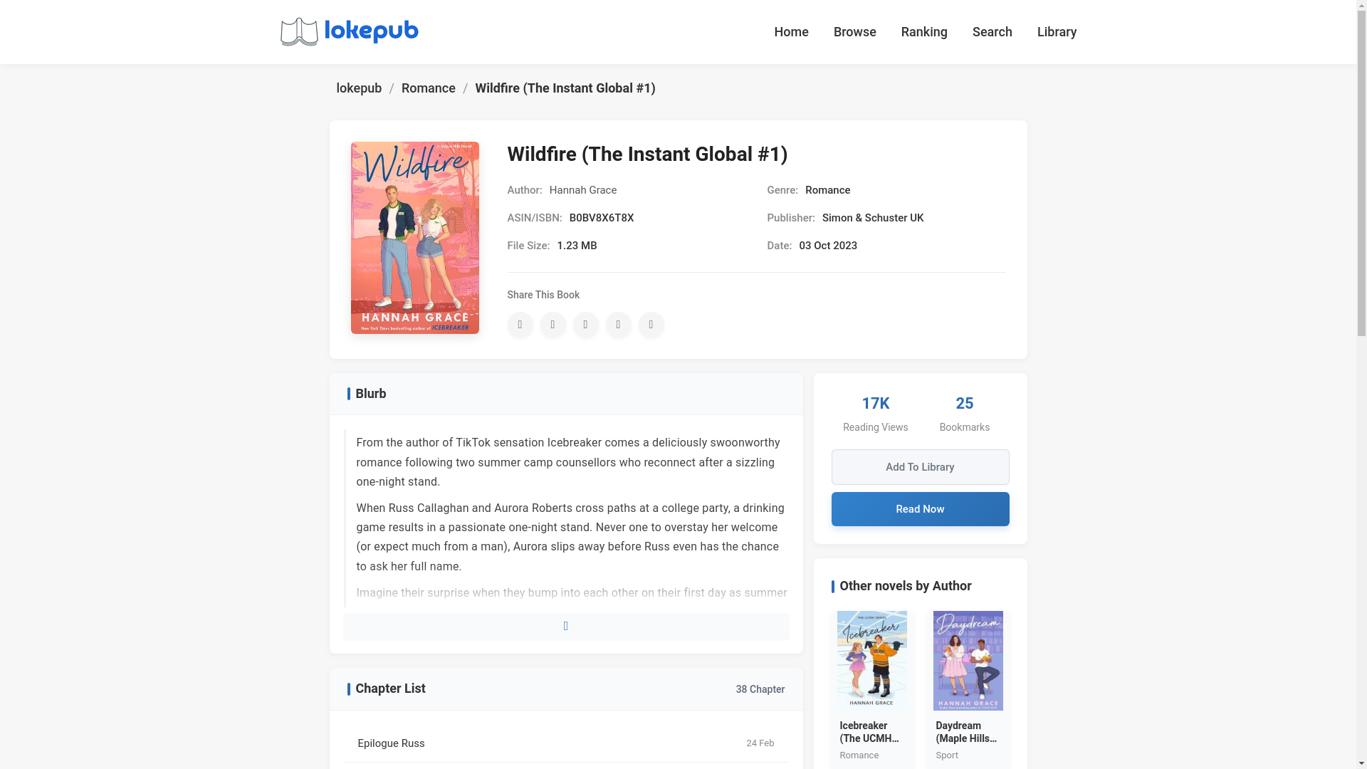 website screenshot of https://www.lokepub.com/novel/wildfire/