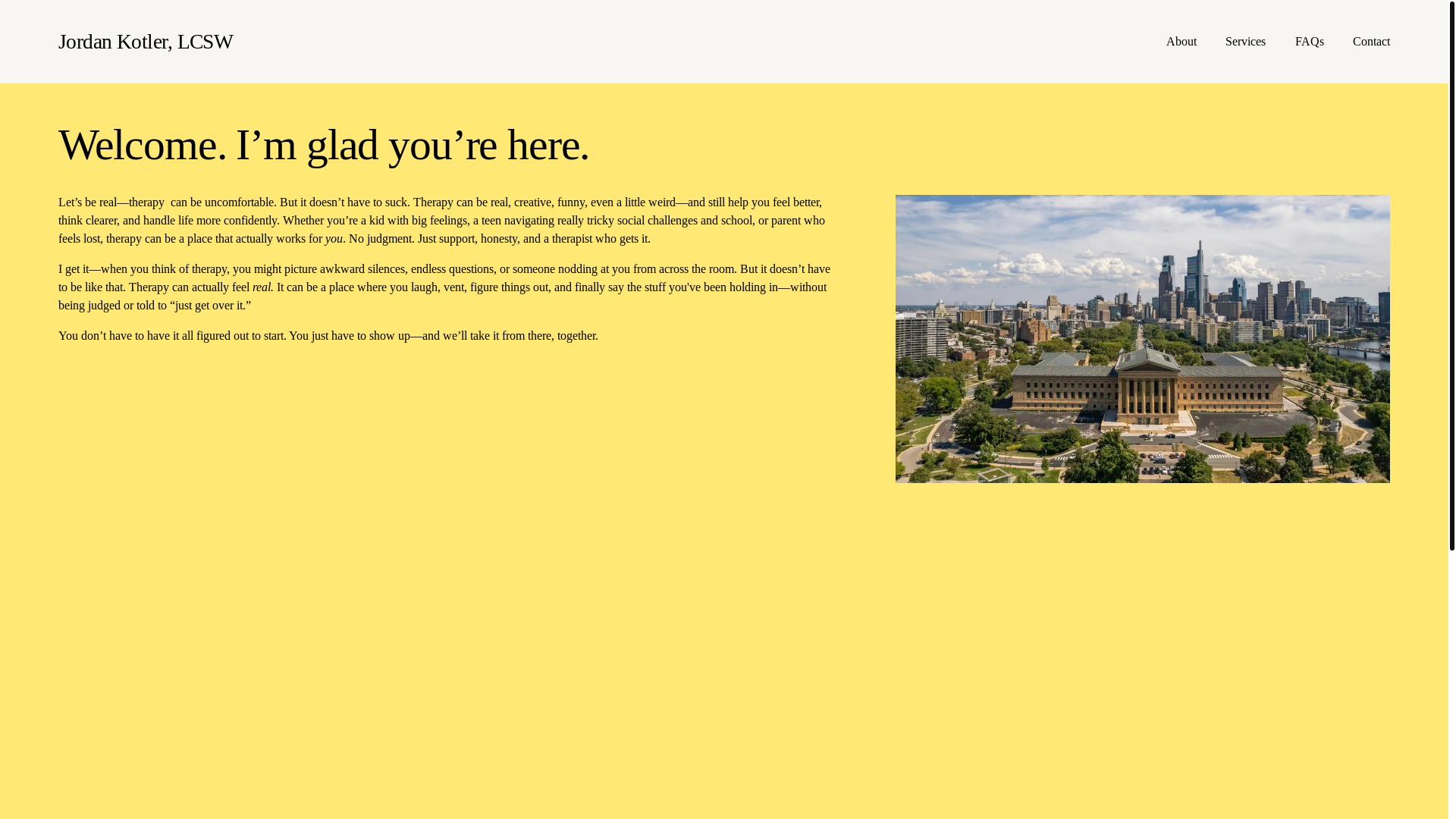 website screenshot of https://jordankotlerlcsw.com/