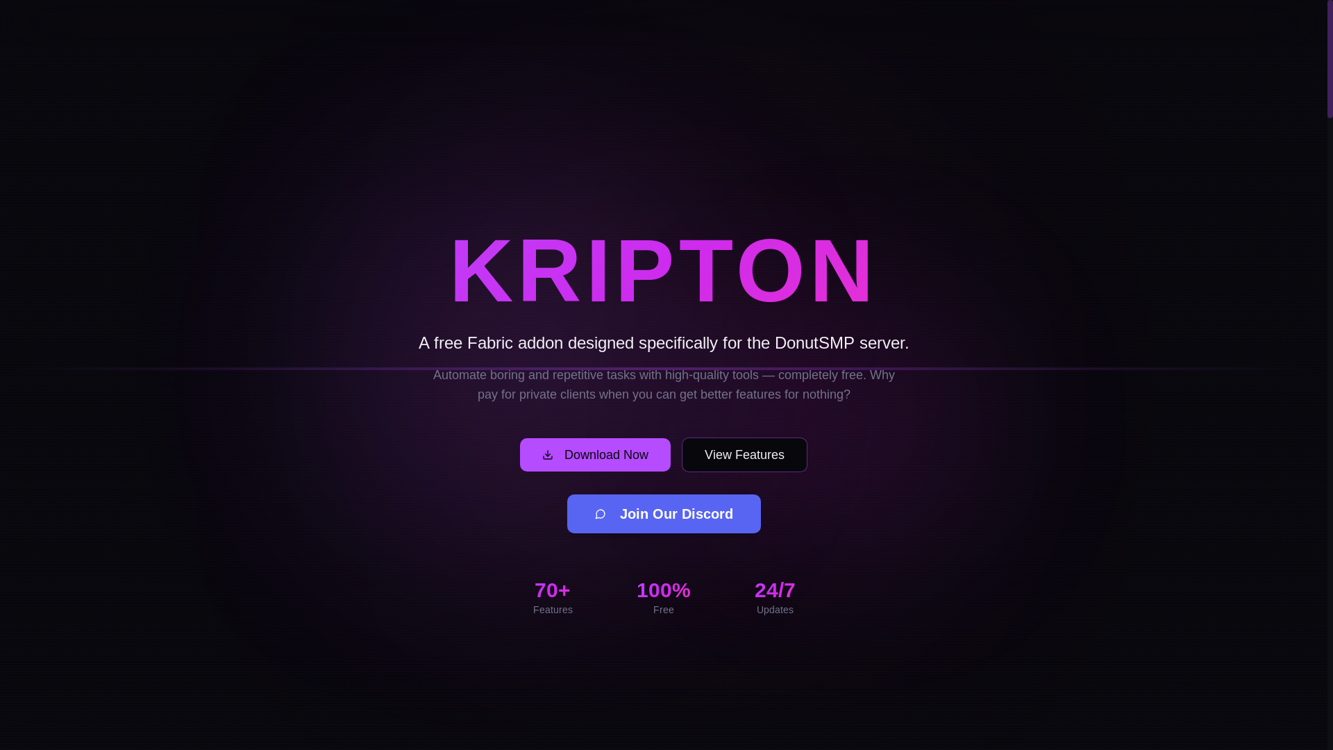 website screenshot of https://kriptonclient.eu/