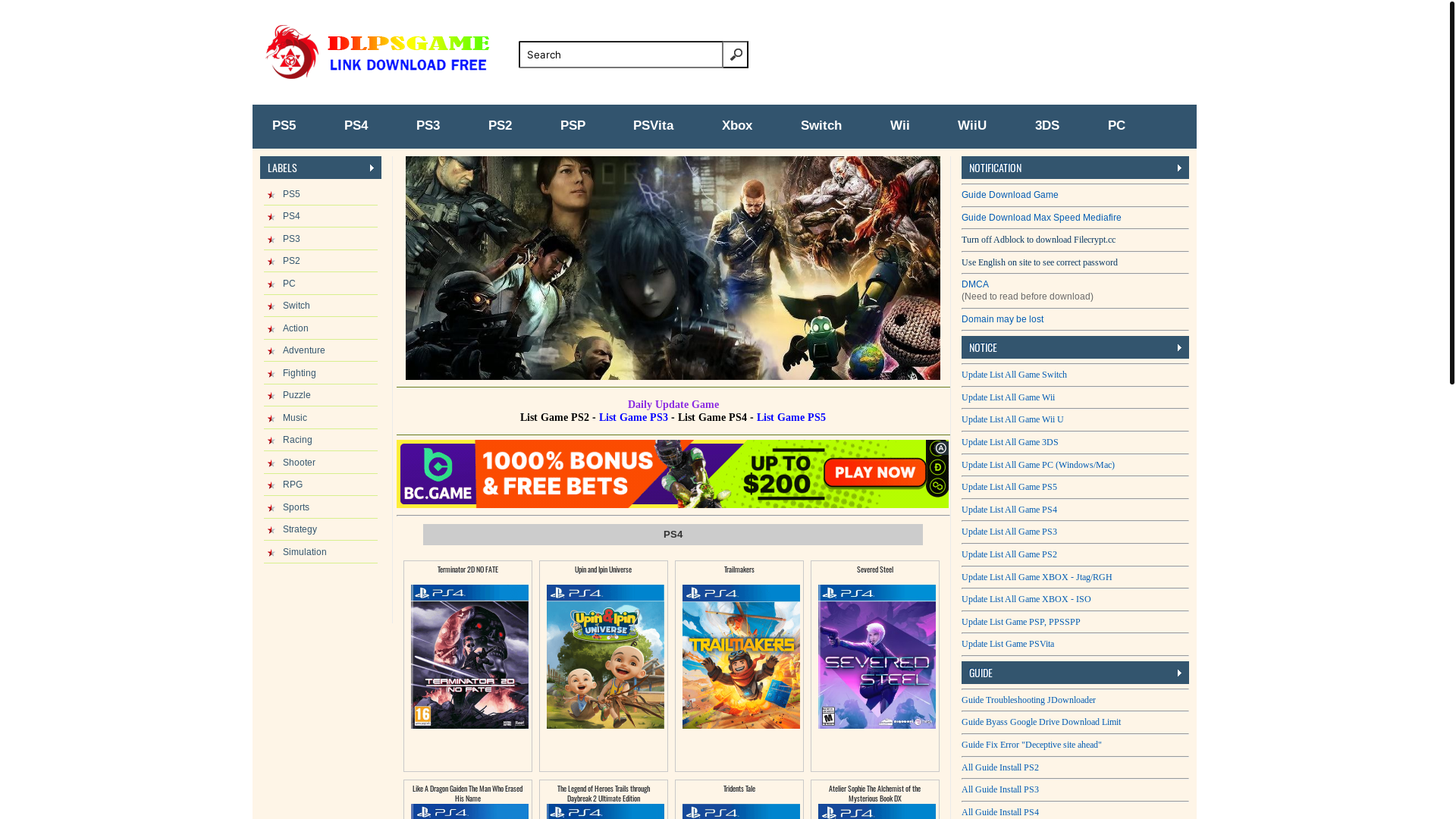 website screenshot of https://dlpsgame.com/