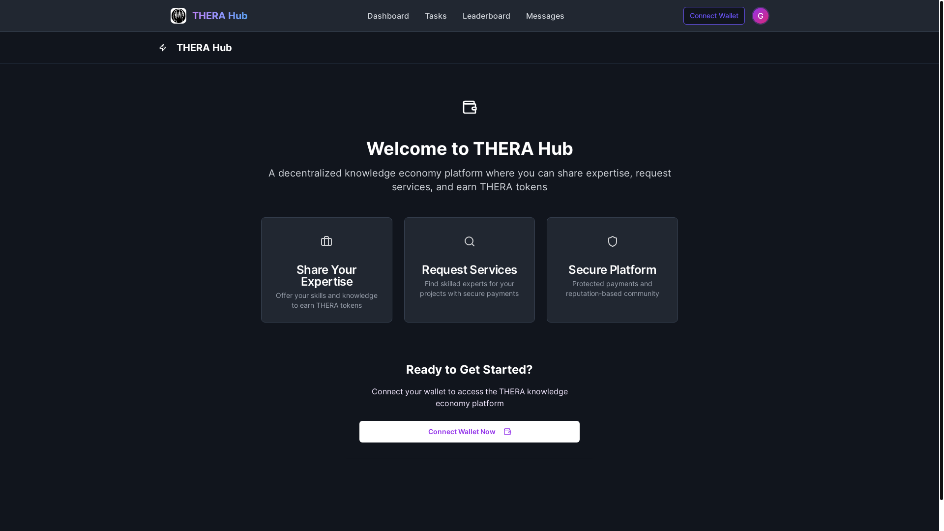 website screenshot of https://thera-hub.app/