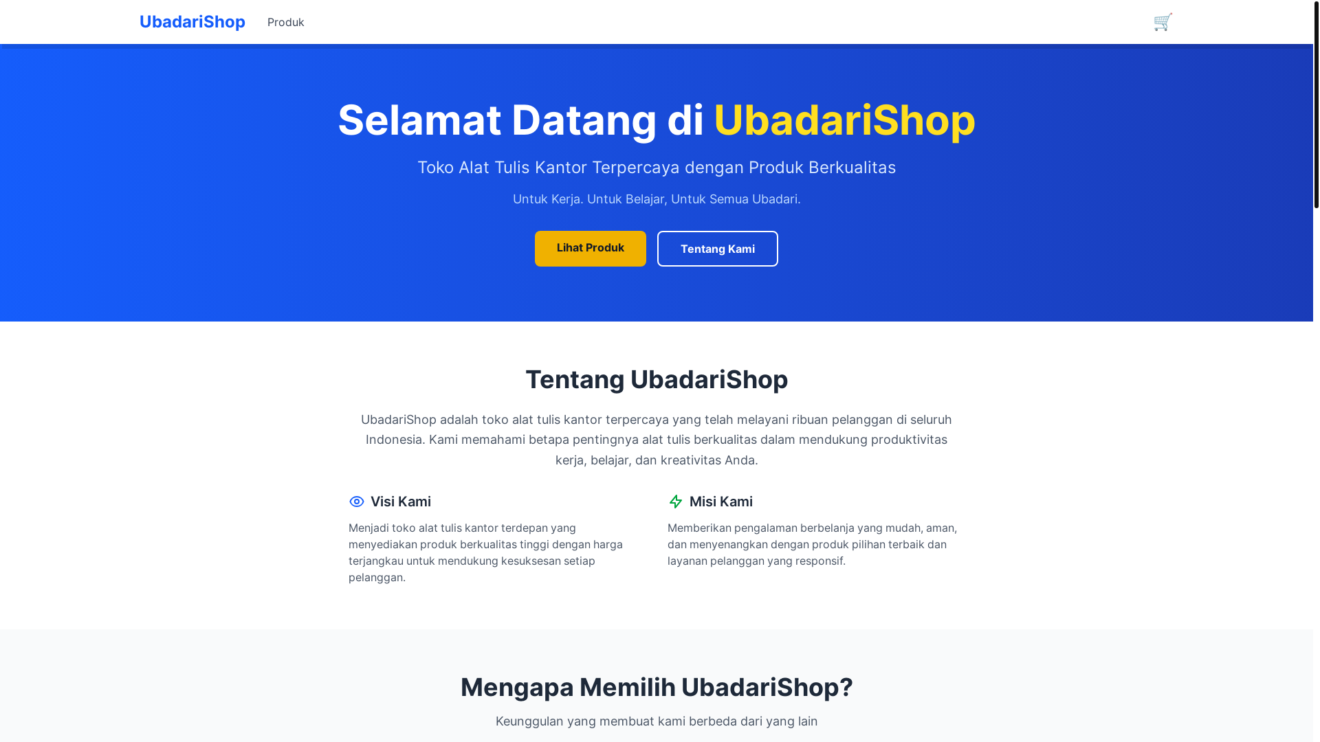 website screenshot of https://ubadarishop.my.id/